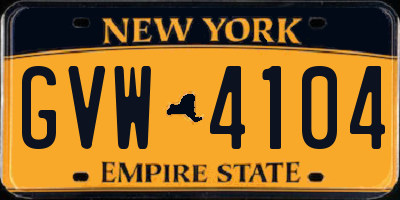 NY license plate GVW4104