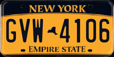 NY license plate GVW4106