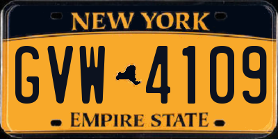 NY license plate GVW4109