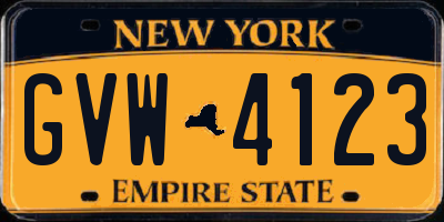 NY license plate GVW4123