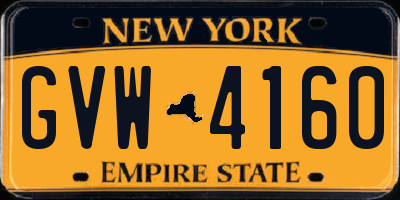 NY license plate GVW4160