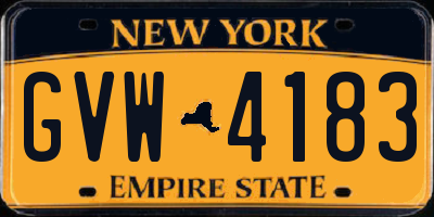 NY license plate GVW4183