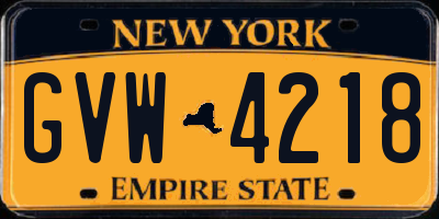 NY license plate GVW4218