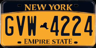 NY license plate GVW4224