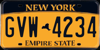 NY license plate GVW4234