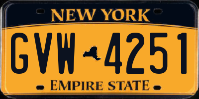 NY license plate GVW4251