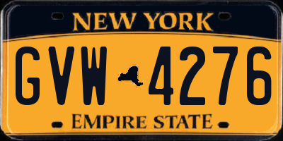 NY license plate GVW4276