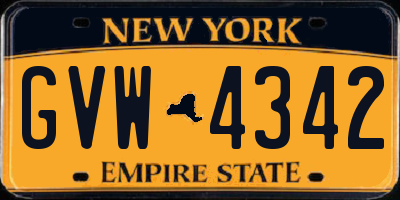 NY license plate GVW4342