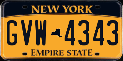 NY license plate GVW4343