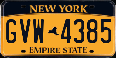 NY license plate GVW4385