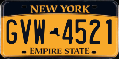 NY license plate GVW4521