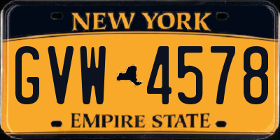 NY license plate GVW4578