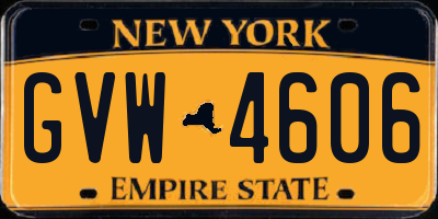 NY license plate GVW4606