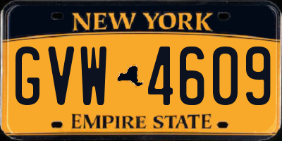 NY license plate GVW4609