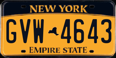 NY license plate GVW4643
