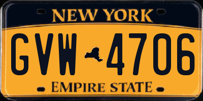 NY license plate GVW4706