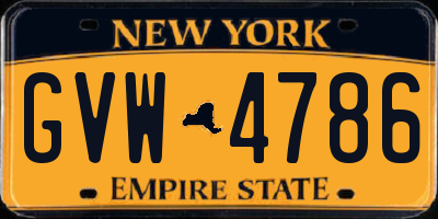 NY license plate GVW4786