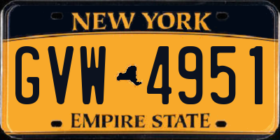 NY license plate GVW4951