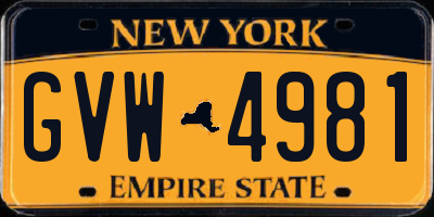 NY license plate GVW4981
