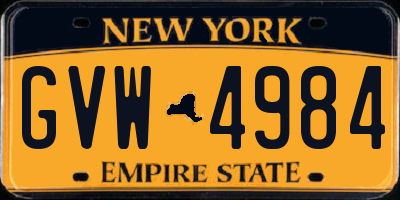 NY license plate GVW4984
