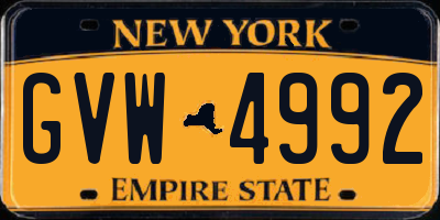 NY license plate GVW4992