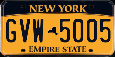 NY license plate GVW5005