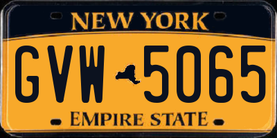 NY license plate GVW5065