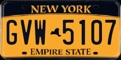 NY license plate GVW5107