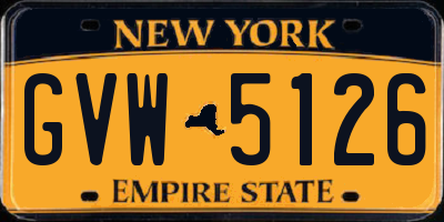 NY license plate GVW5126