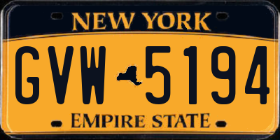 NY license plate GVW5194