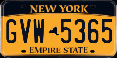 NY license plate GVW5365