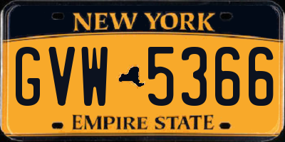 NY license plate GVW5366