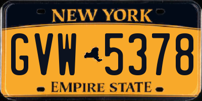 NY license plate GVW5378
