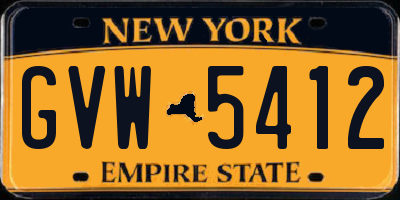 NY license plate GVW5412