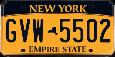 NY license plate GVW5502