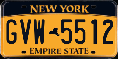 NY license plate GVW5512