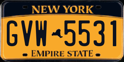 NY license plate GVW5531