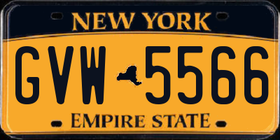 NY license plate GVW5566