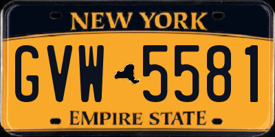 NY license plate GVW5581