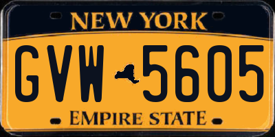 NY license plate GVW5605