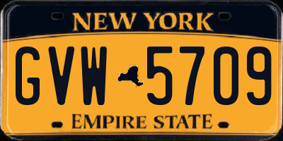 NY license plate GVW5709