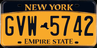NY license plate GVW5742