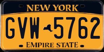 NY license plate GVW5762
