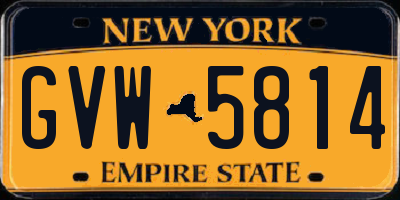 NY license plate GVW5814