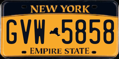 NY license plate GVW5858