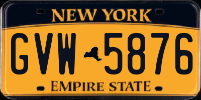 NY license plate GVW5876