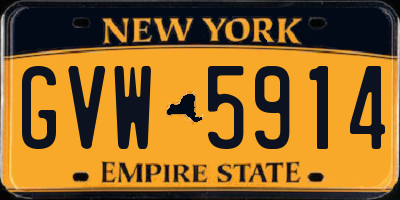 NY license plate GVW5914
