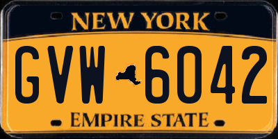 NY license plate GVW6042
