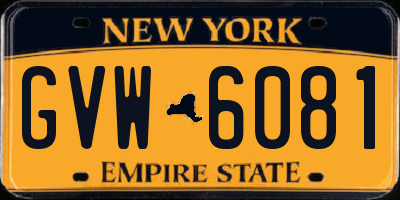 NY license plate GVW6081