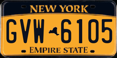 NY license plate GVW6105